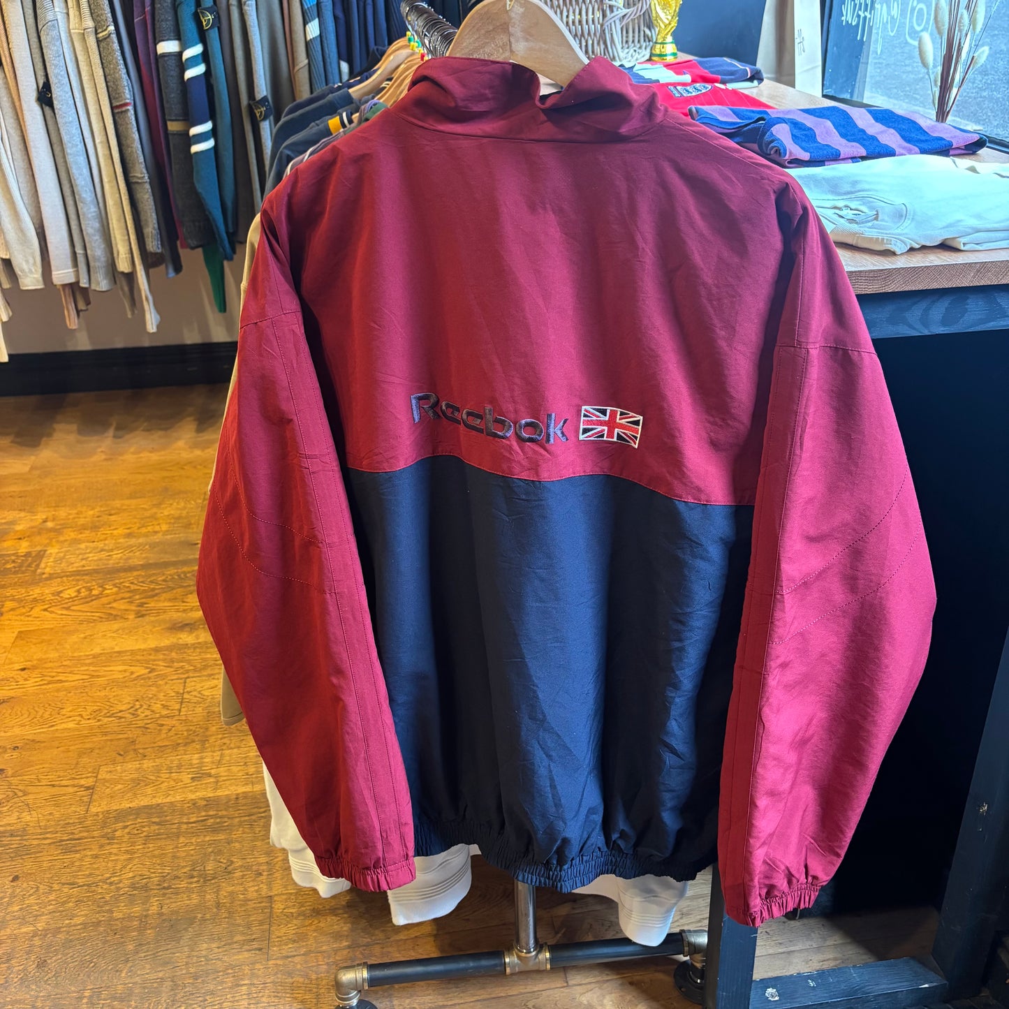 Reebok Classic Spellout Zip Up Track Jacket Red/ Navy (XL)