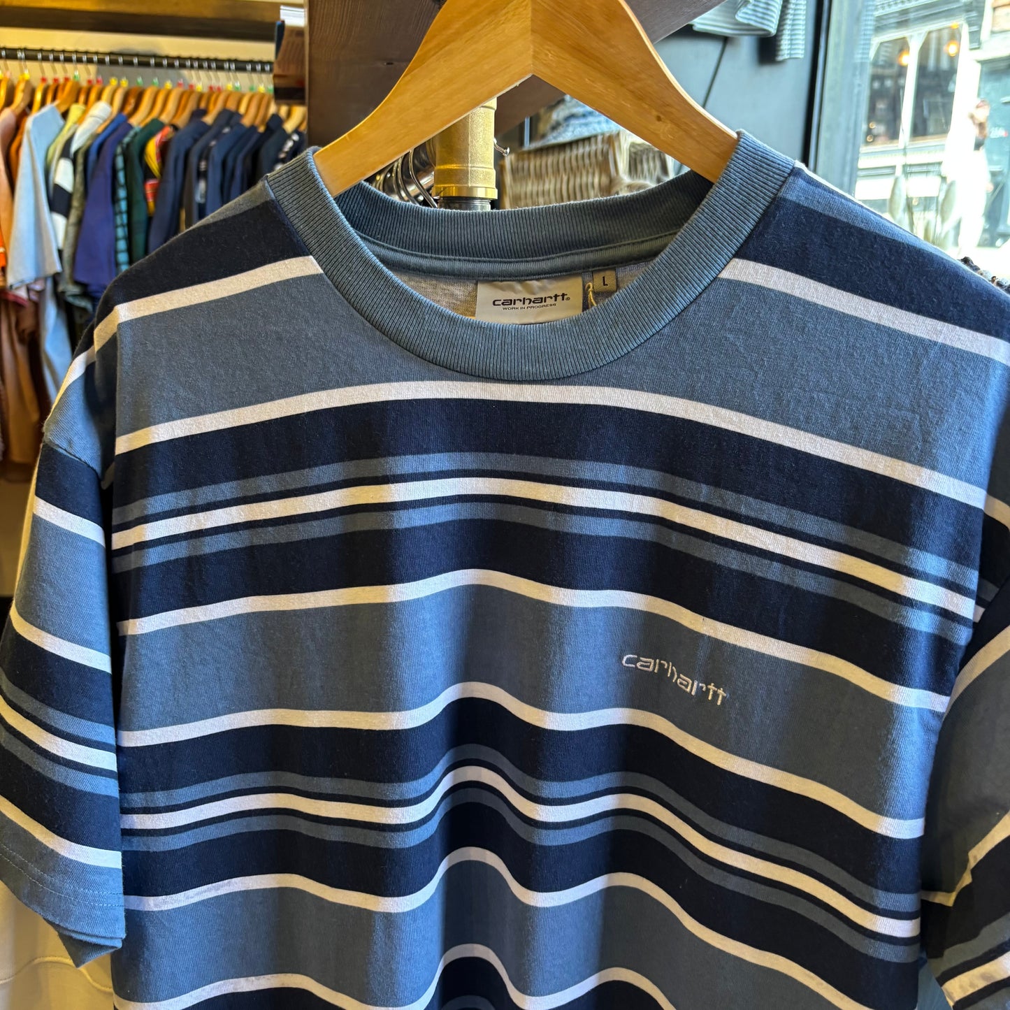 Carhartt Corfield Stripe T-Shirt Blue (Large)