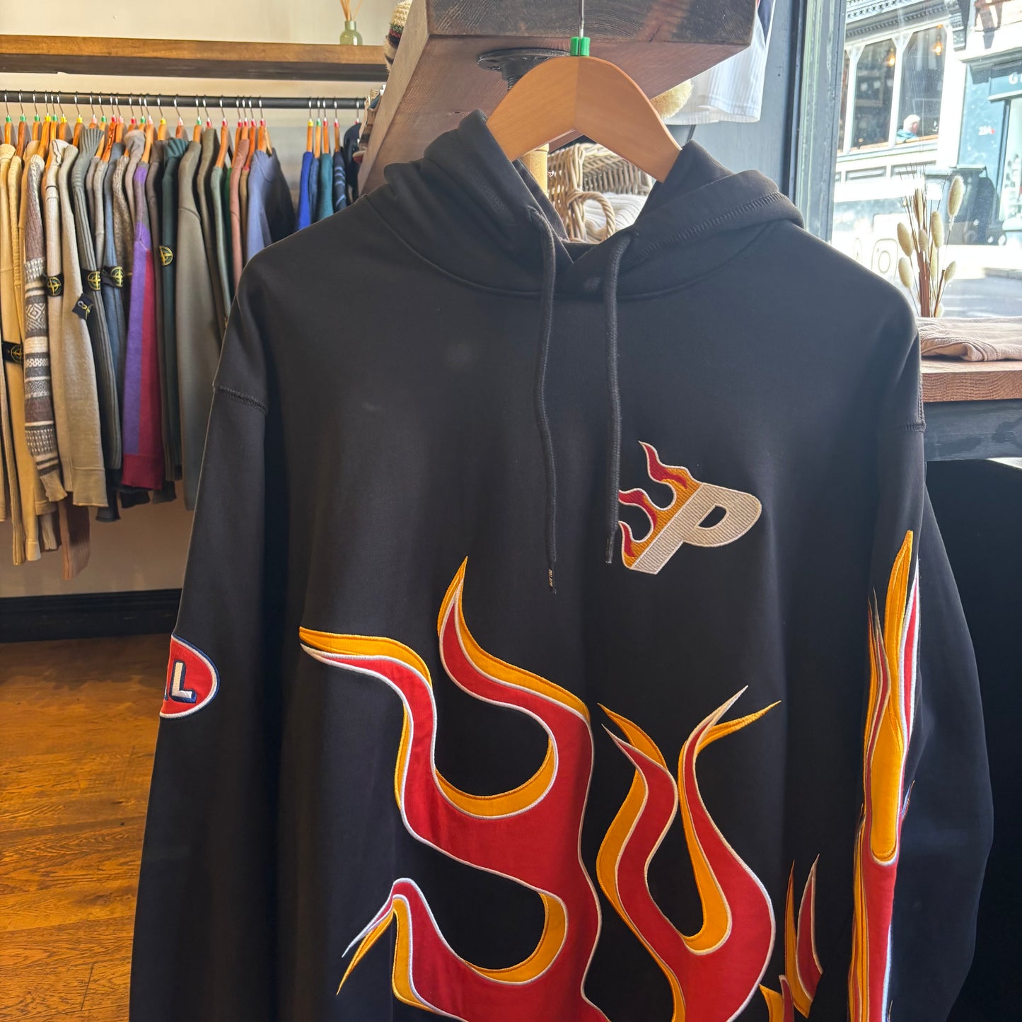 Palace SS22 Flames Hoodie Black (XL)