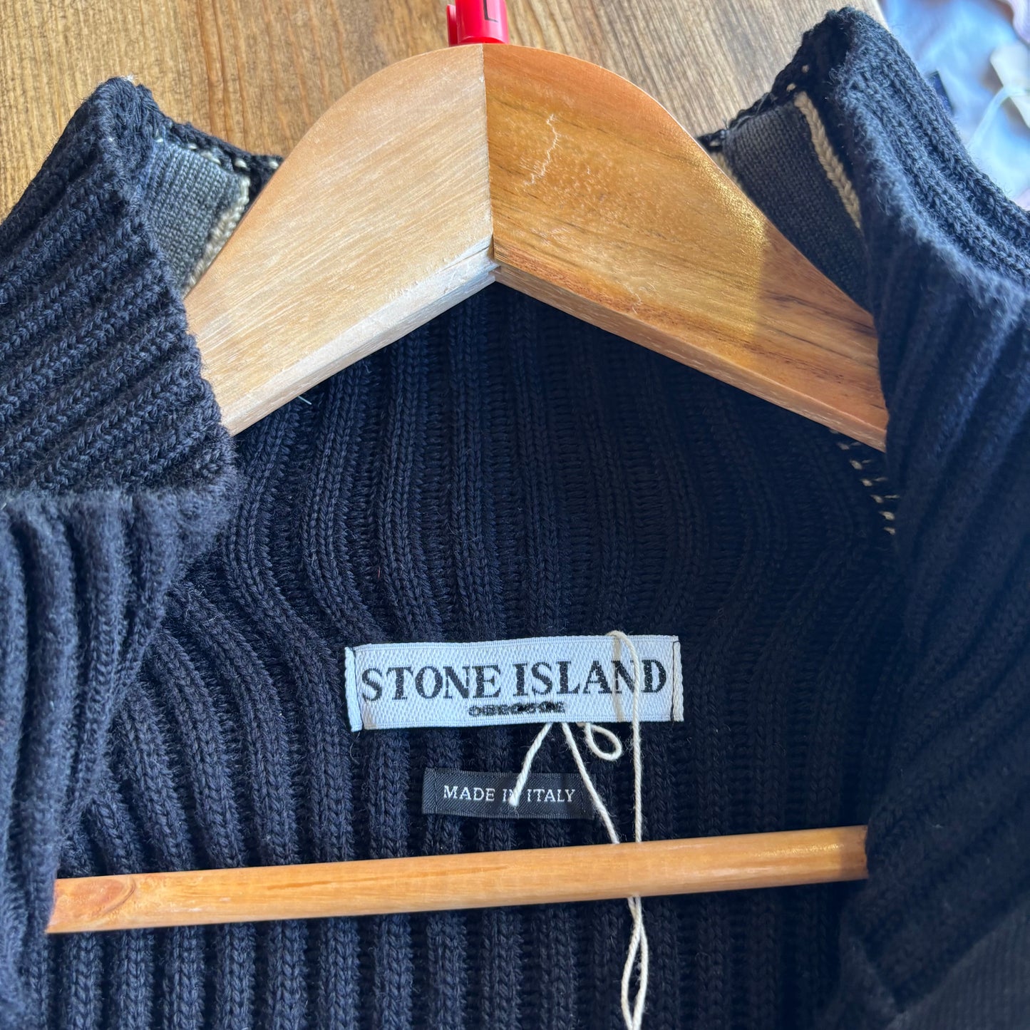 Stone Island A/W 2005 Ribbed Full Zip Jumper Black (Large)