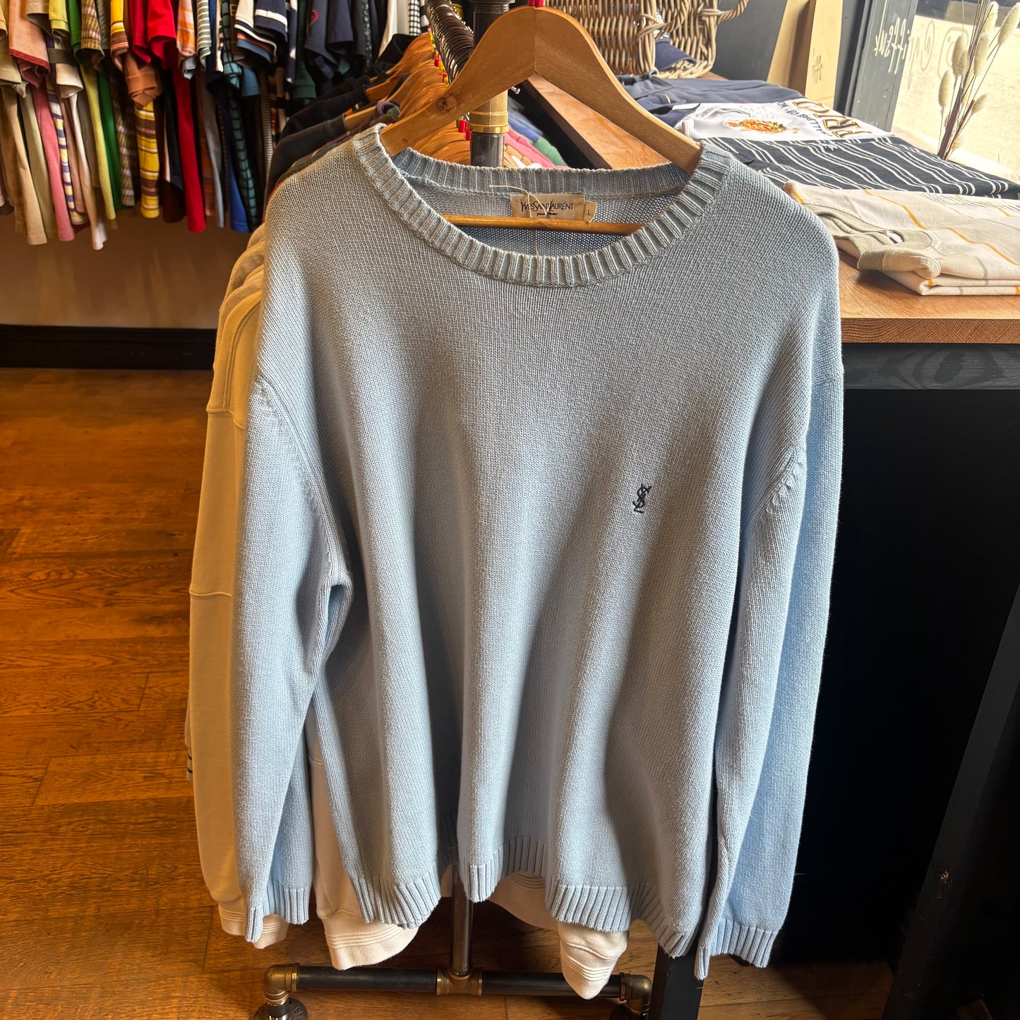 Yves Saint Laurent Pullover Knit Jumper Light Blue (Large)