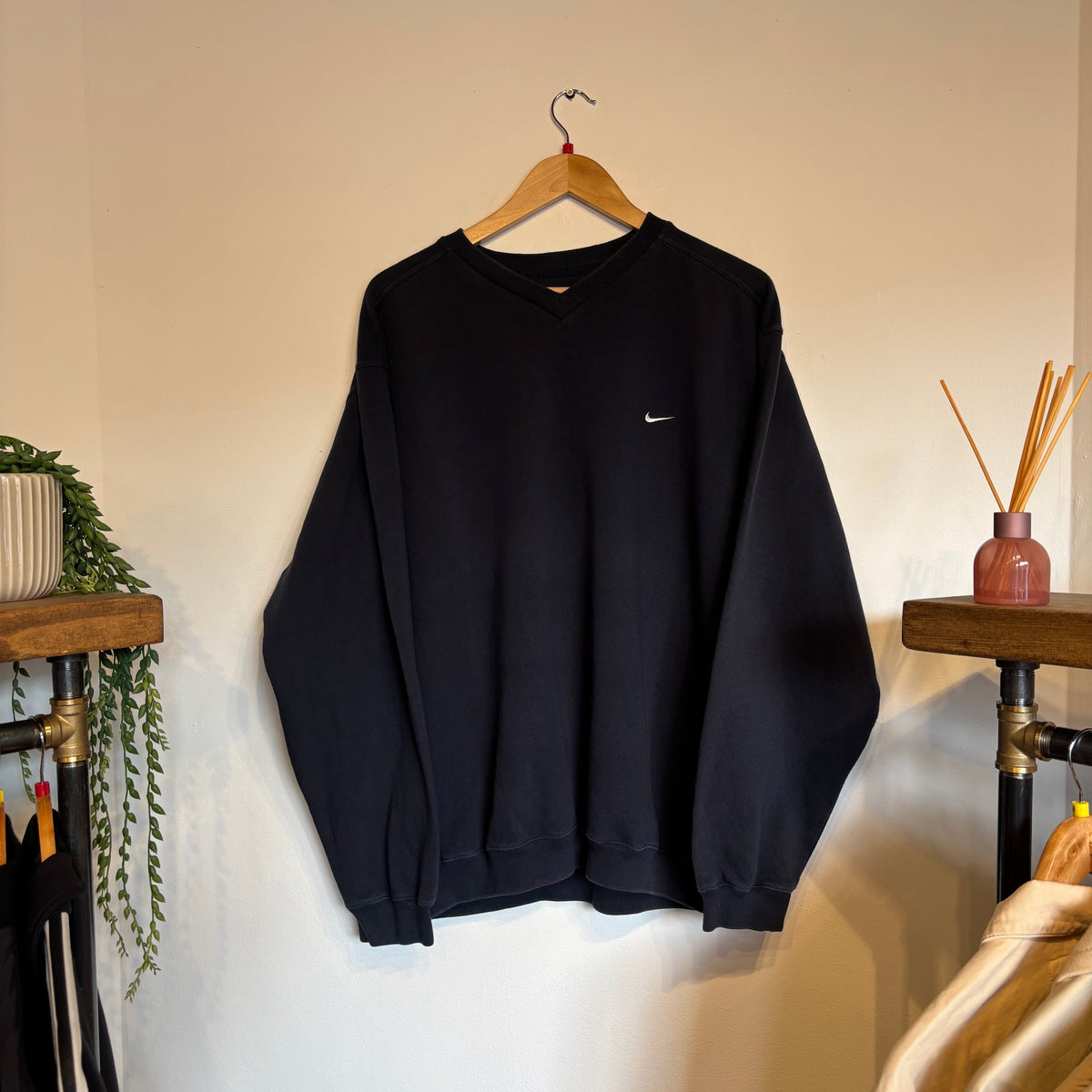 Nike Y2K Swoosh V Neck Sweatshirt Navy (Large)