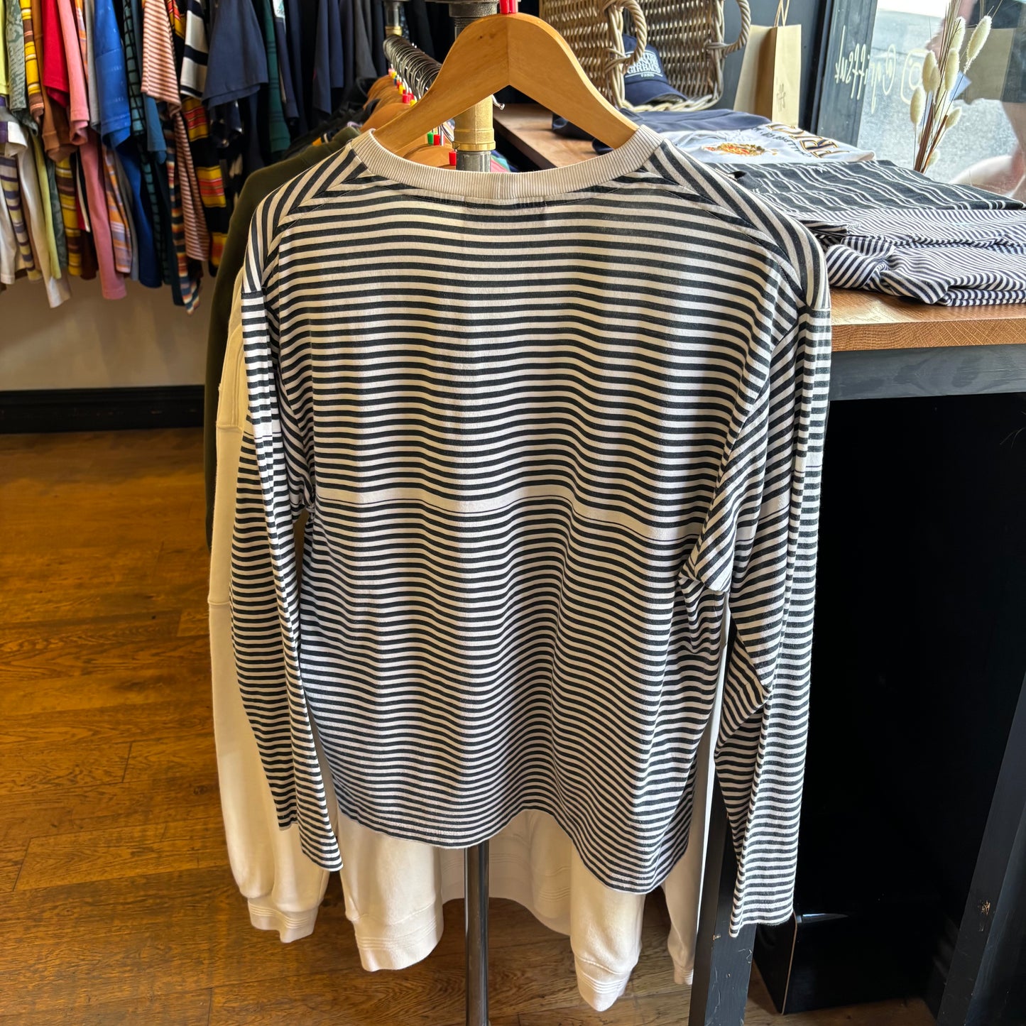 Stone Island S/S 2017 Marina Stripe Longsleeve T-Shirt Navy/ White (Small)