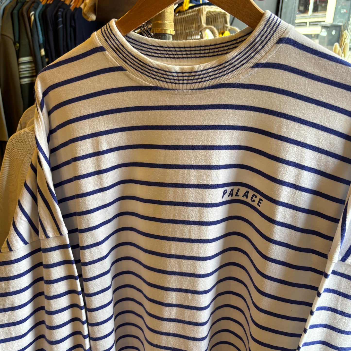 Palace FW21 Rule Longsleeve Oversized Stripe T-Shirt White/ Blue (Medium)