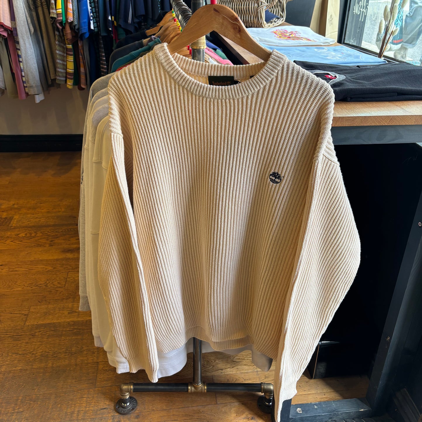 Timberland Ribbed Pullover Knit Jumper Cream (Large)