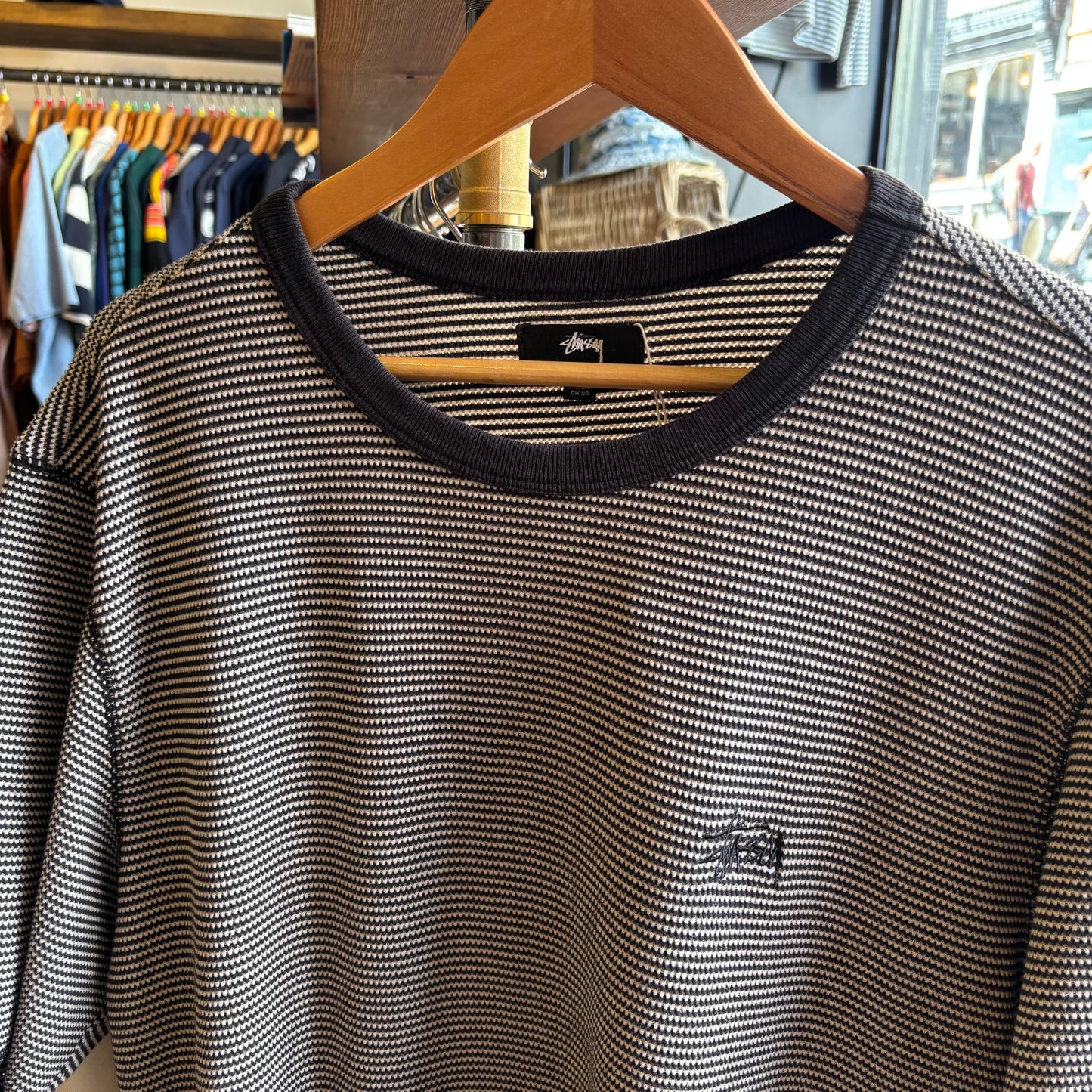 Stussy Waffle Short Sleeve T-Shirt Black (Large)