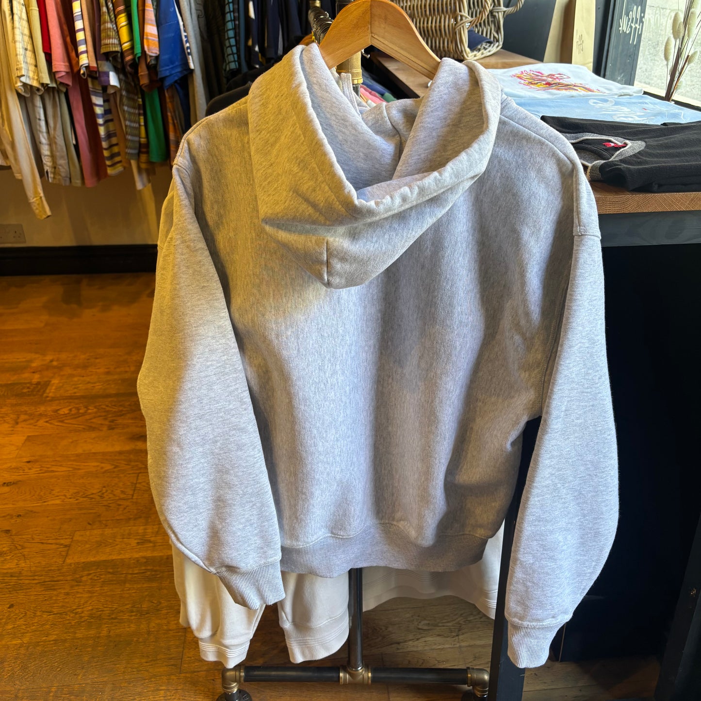 Stussy Letterman S Oversized Hoodie Grey (Small)