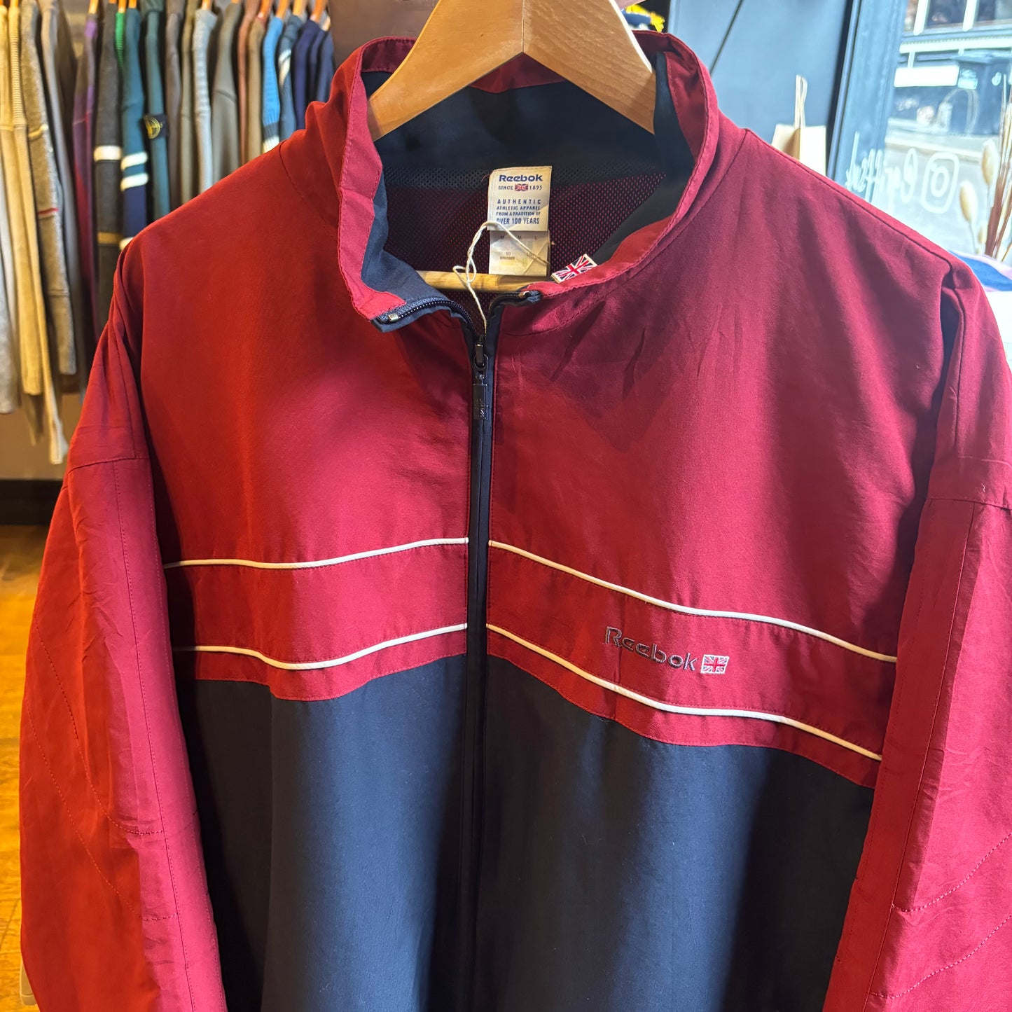 Reebok Classic Spellout Zip Up Track Jacket Red/ Navy (XL)