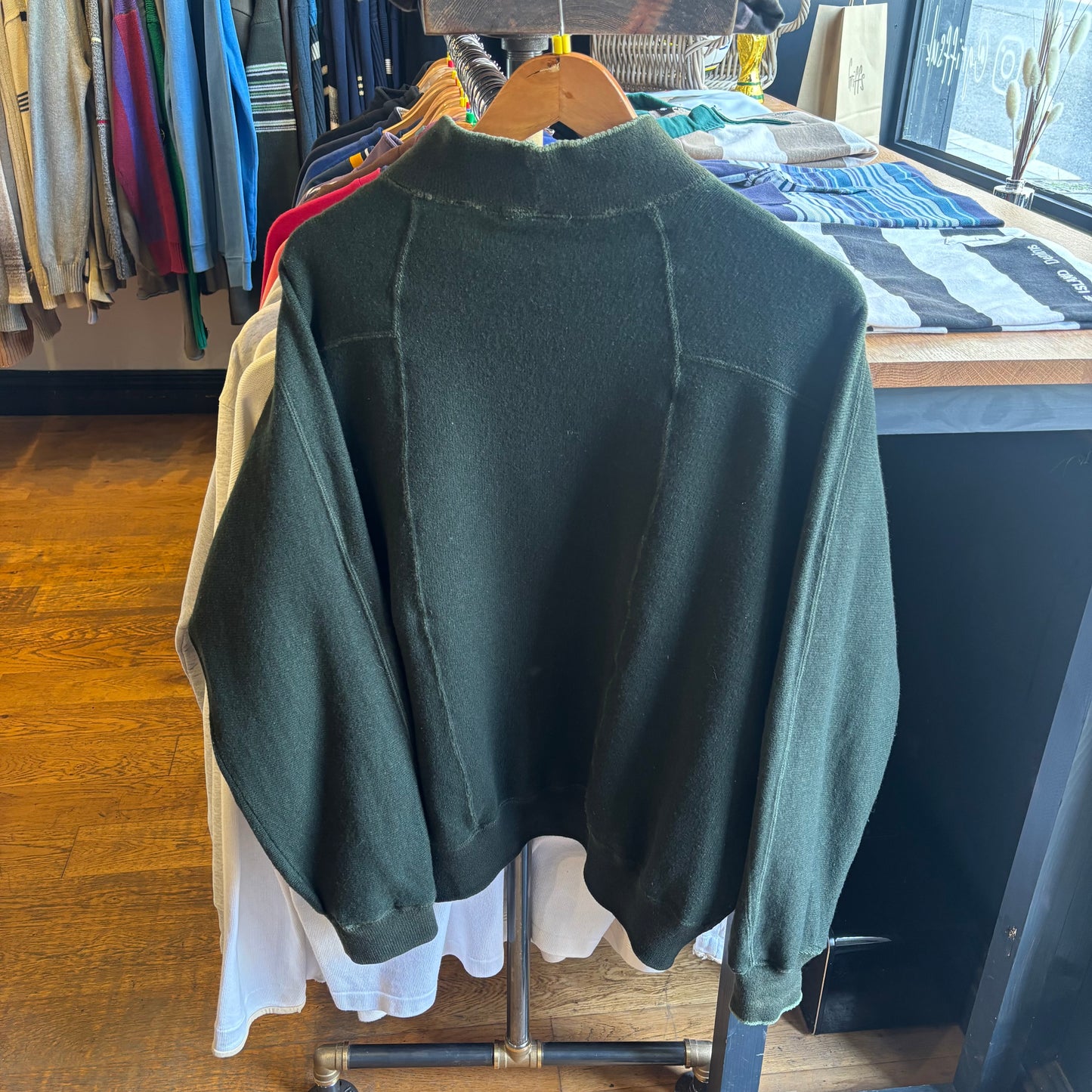 Stone Island 1987 Spellout Oversized Mock Neck Jumper Green (Medium)