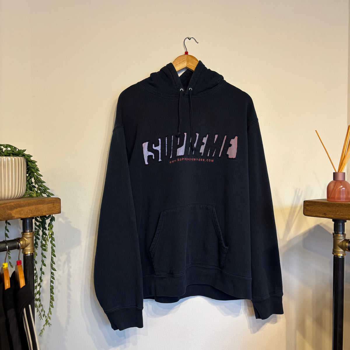 Supreme SS20 Reflective Cutout Hoodie Navy (Large)