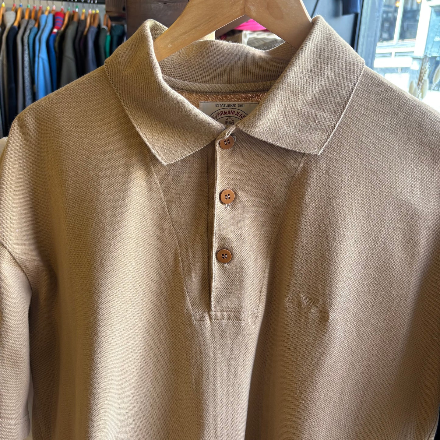 Armani Jeans 90s Polo Shirt Beige (Large)