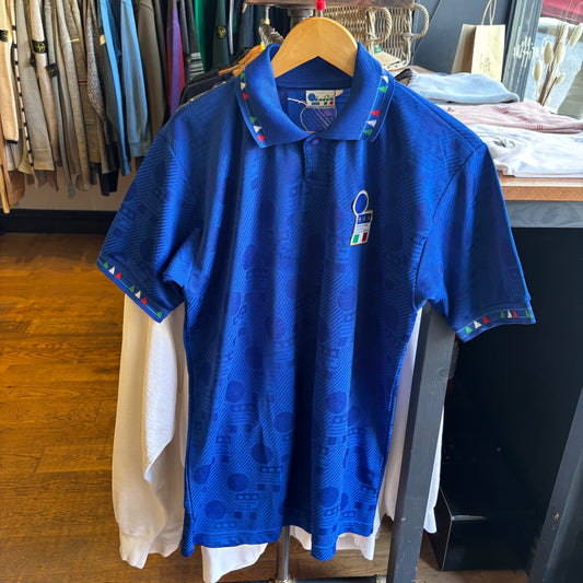 Italy Diadora 1993/94 Home Shirt Blue (Large)