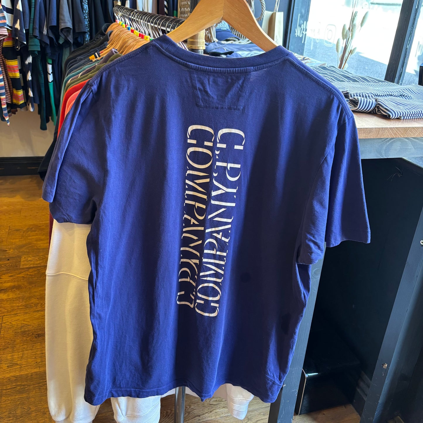 CP Company Spellout Print T-Shirt Blue (XL)