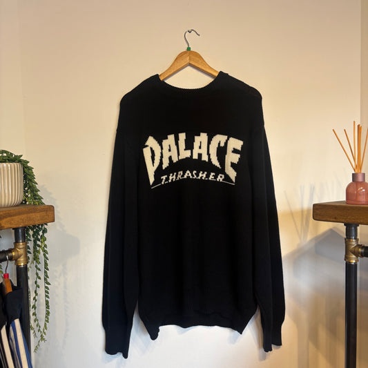 Palace Thrasher SS24 Spellout Knit Jumper Black (XL)