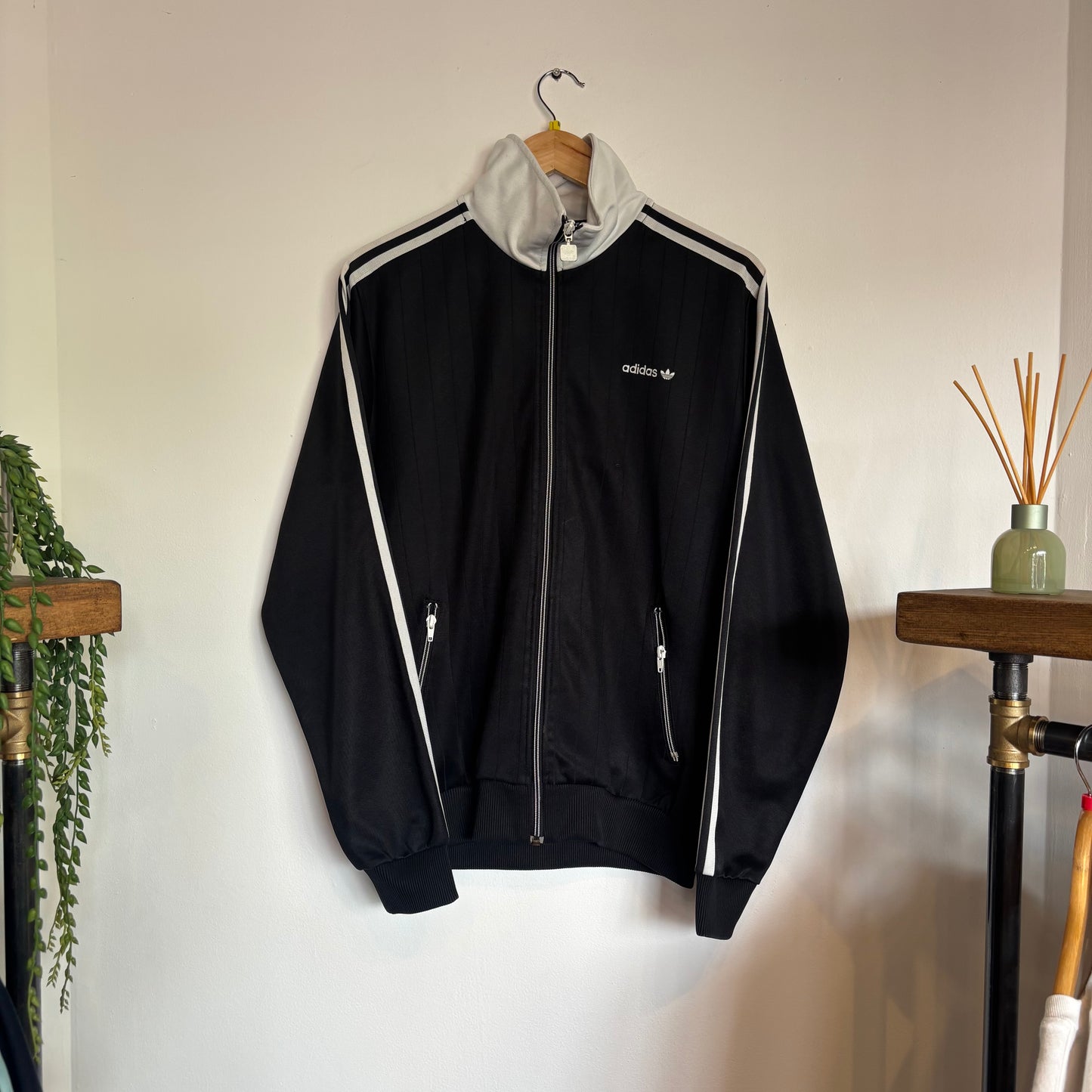 Adidas Zip Up Track Jacket Black/ White (Medium)