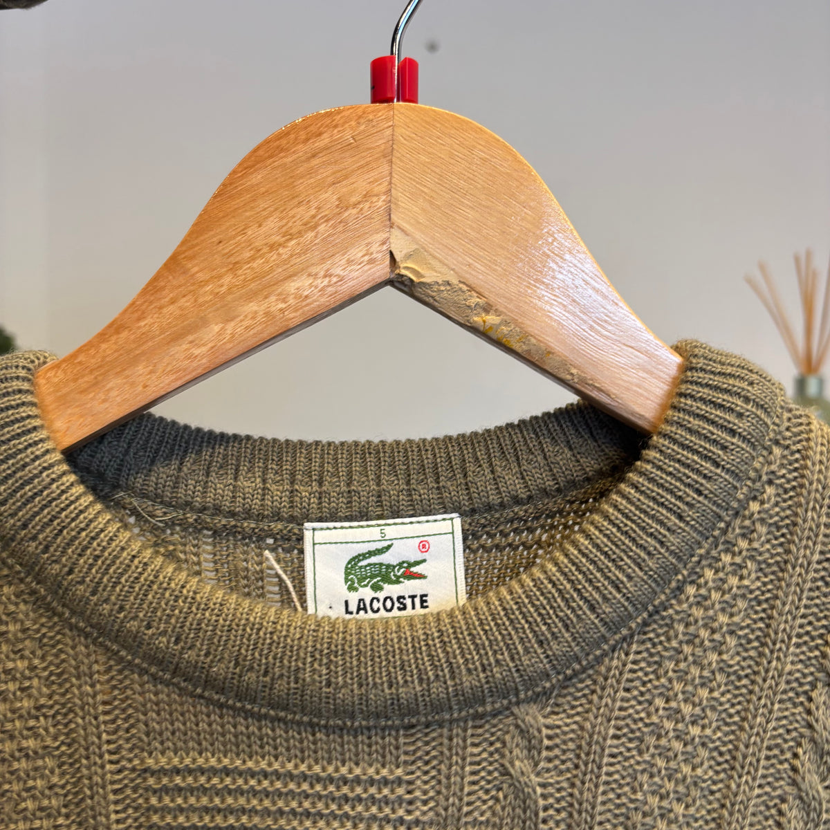 Lacoste Pattern Pullover Knit Jumper Beige (Large)