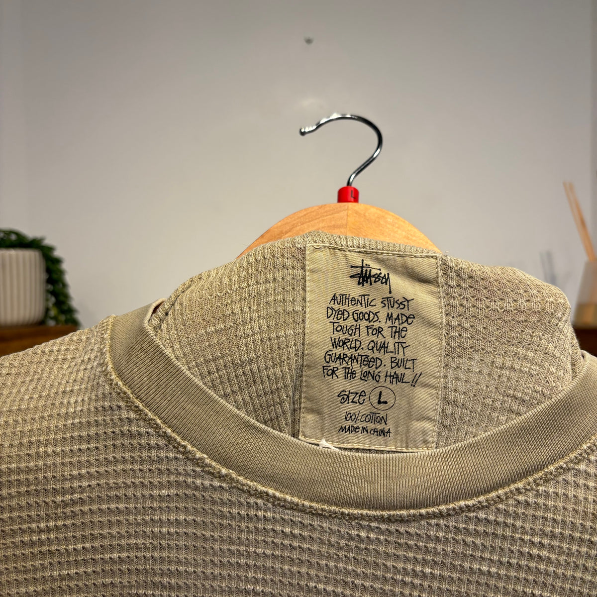 Stussy Waffle Knit T-Shirt Beige (Large)