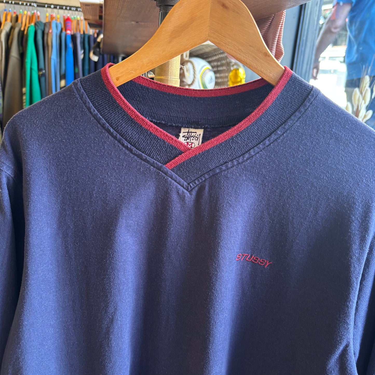 Stussy Longsleeve Small Logo T-Shirt Navy (Medium)