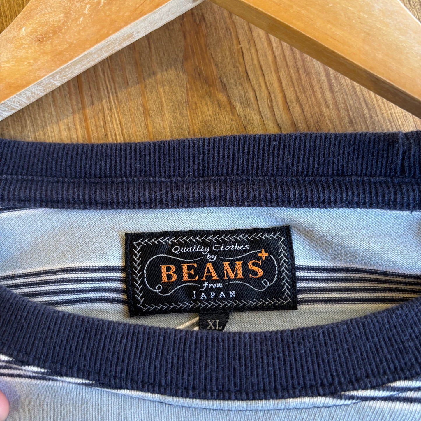 Beams Plus Stripe Longsleeve T-Shirt Grey (XL)