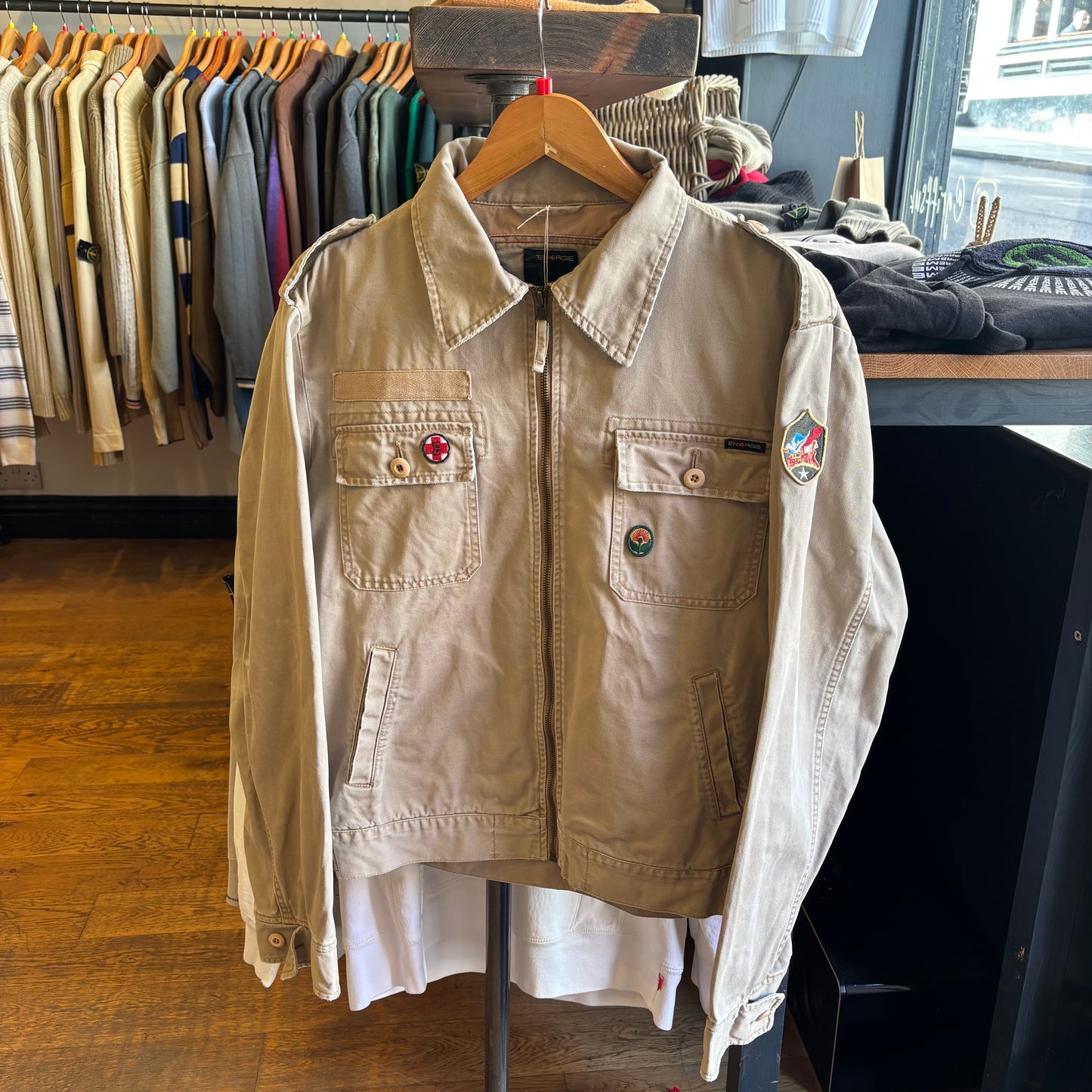 Energie Workwear Zip Up Jacket Beige (Large)