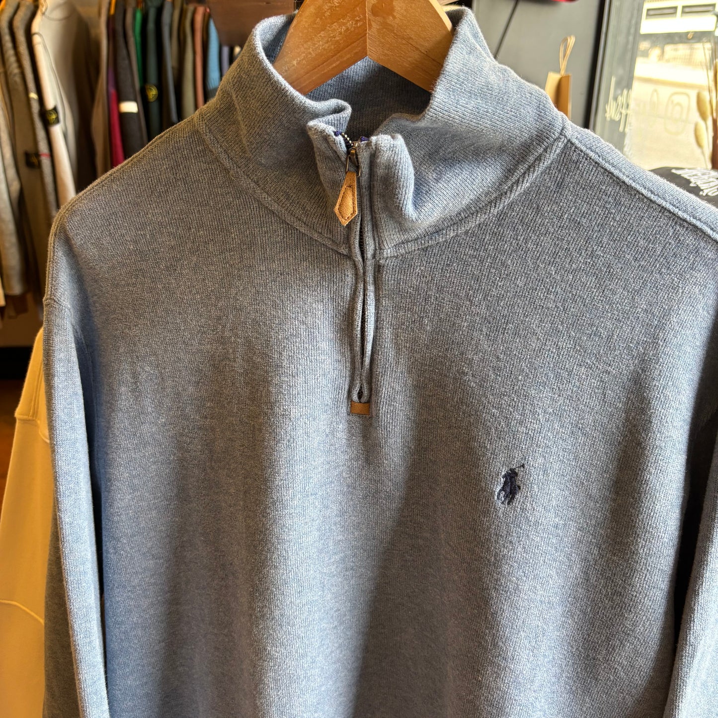 Ralph Lauren Quarter Zip Pullover Jumper Light Blue (Large)