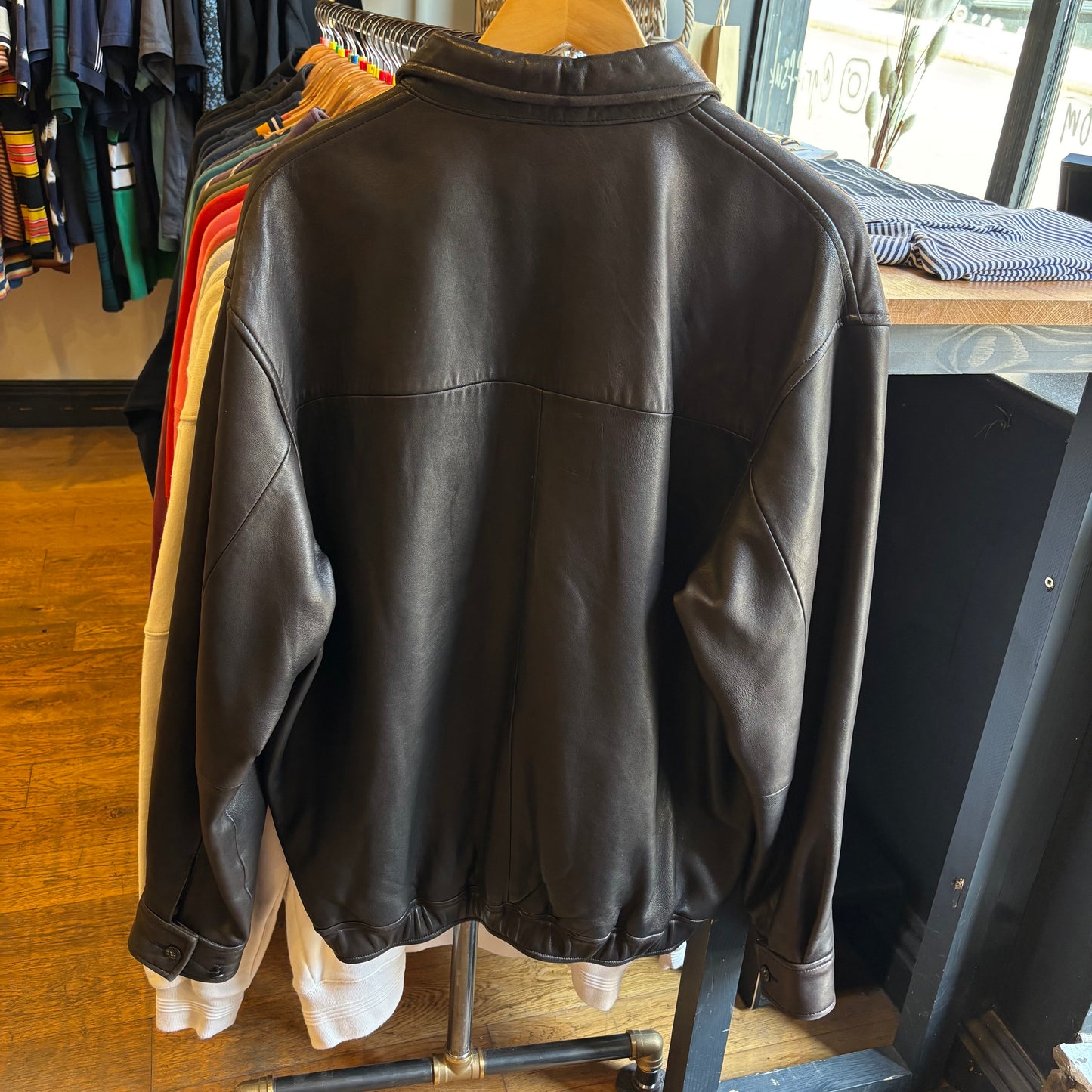 Ralph Lauren Leather Harrington Style Jacket Brown (Large)