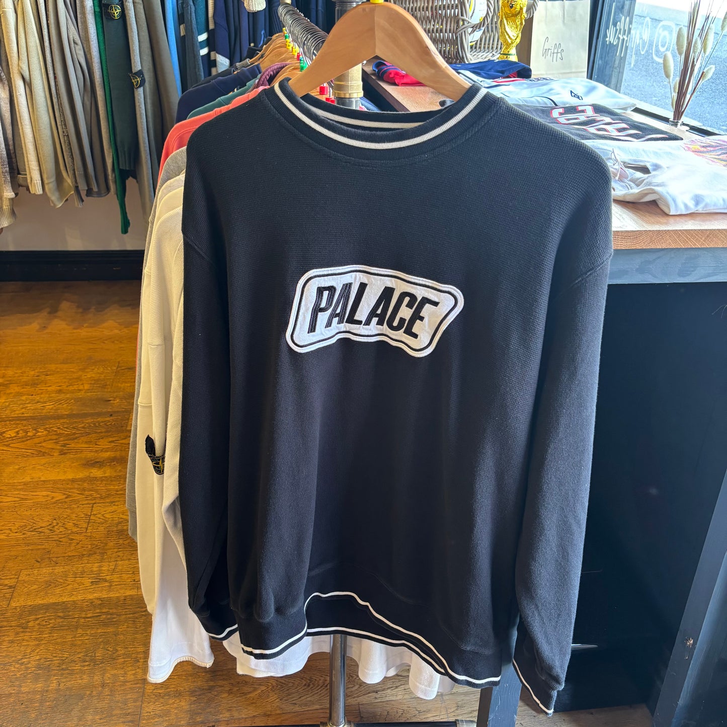 Palace FW20 Das Palace Waffle Crew Black (Medium)