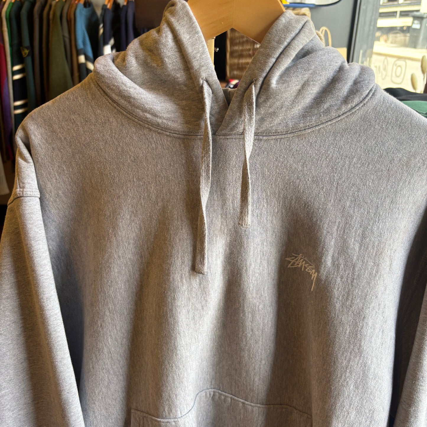 Stussy Stock Logo Pullover Hoodie Grey (Medium)