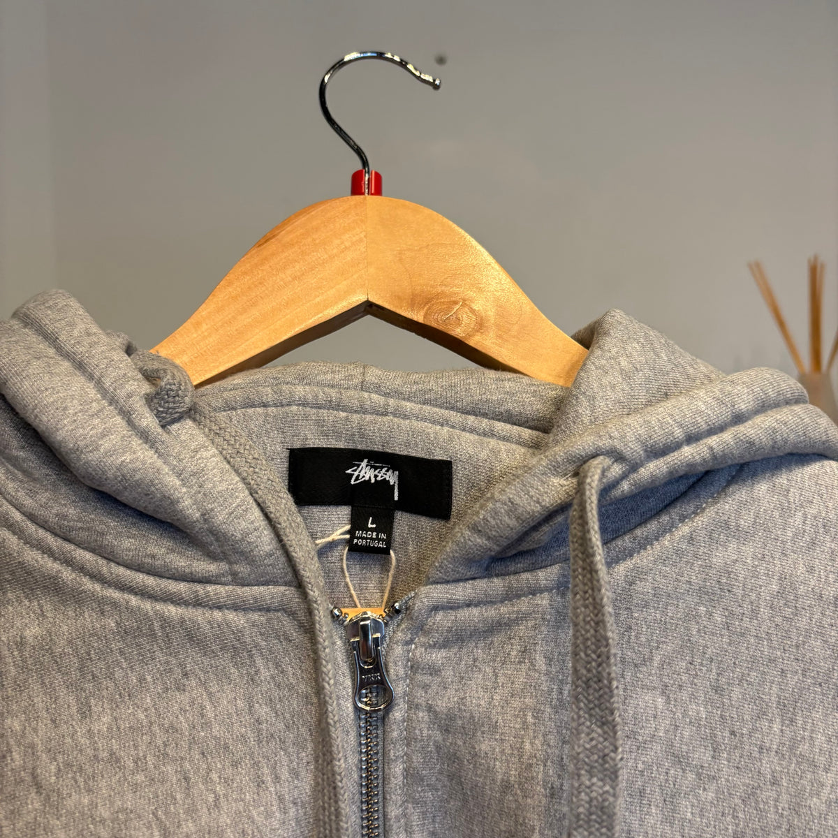 Stussy Double Face Zip Logo Hoodie Grey (Large)