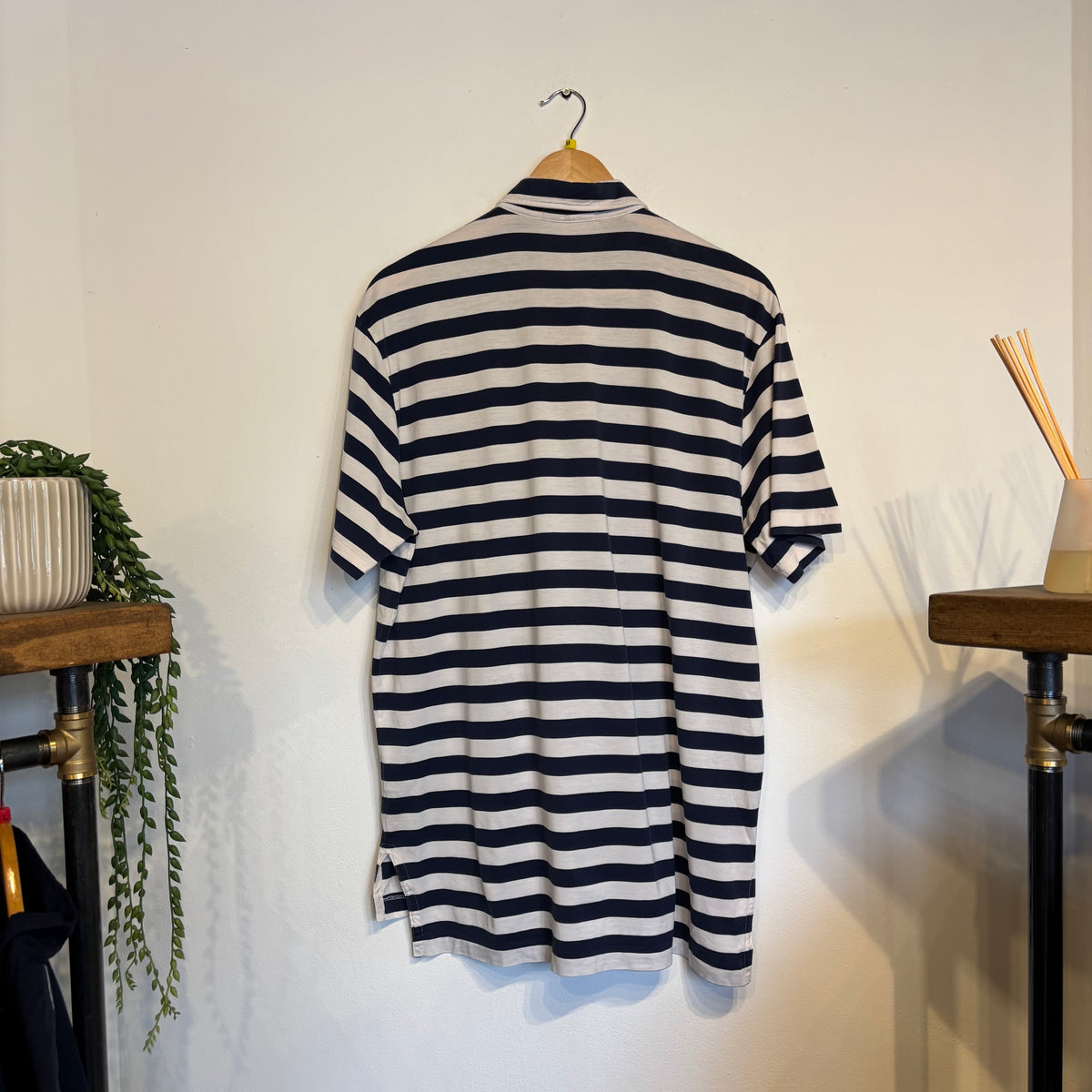Ralph Lauren Stripe Polo Shirt Navy/ White (Medium)