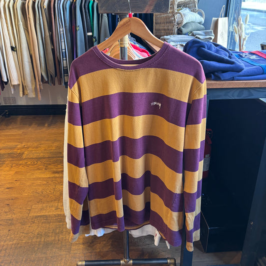Stussy Bold Stripe Longsleeve T-Shirt Yellow (Large)