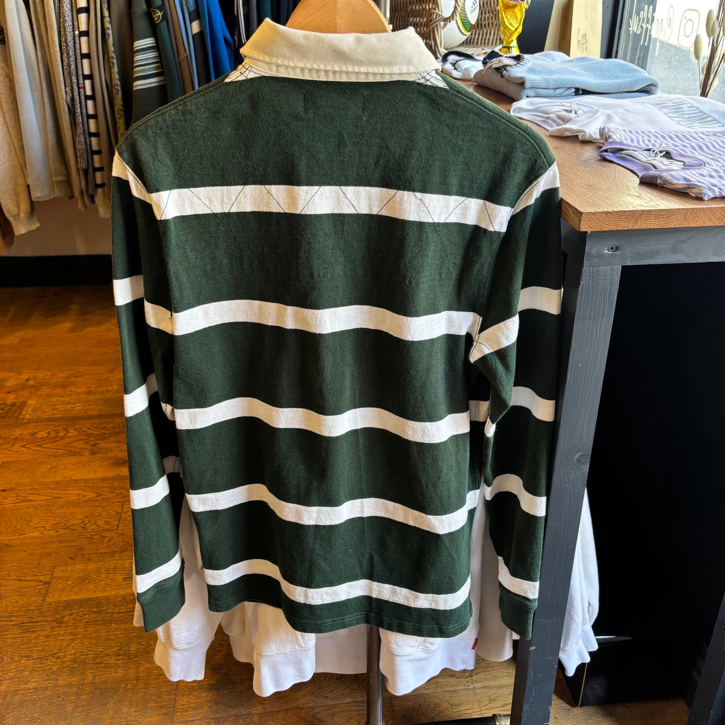Ralph Lauren Striped Rugby Shirt Green/ White (Small)
