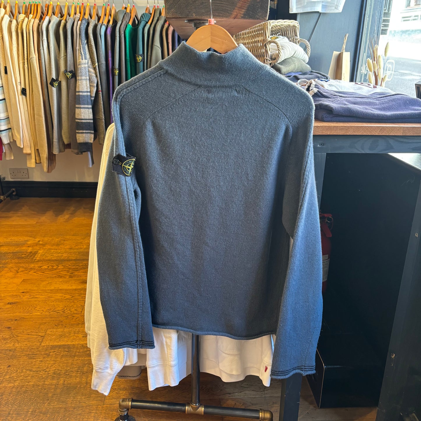 Stone Island SS04 Quarter Zip Knit Jumper Blue (Small)