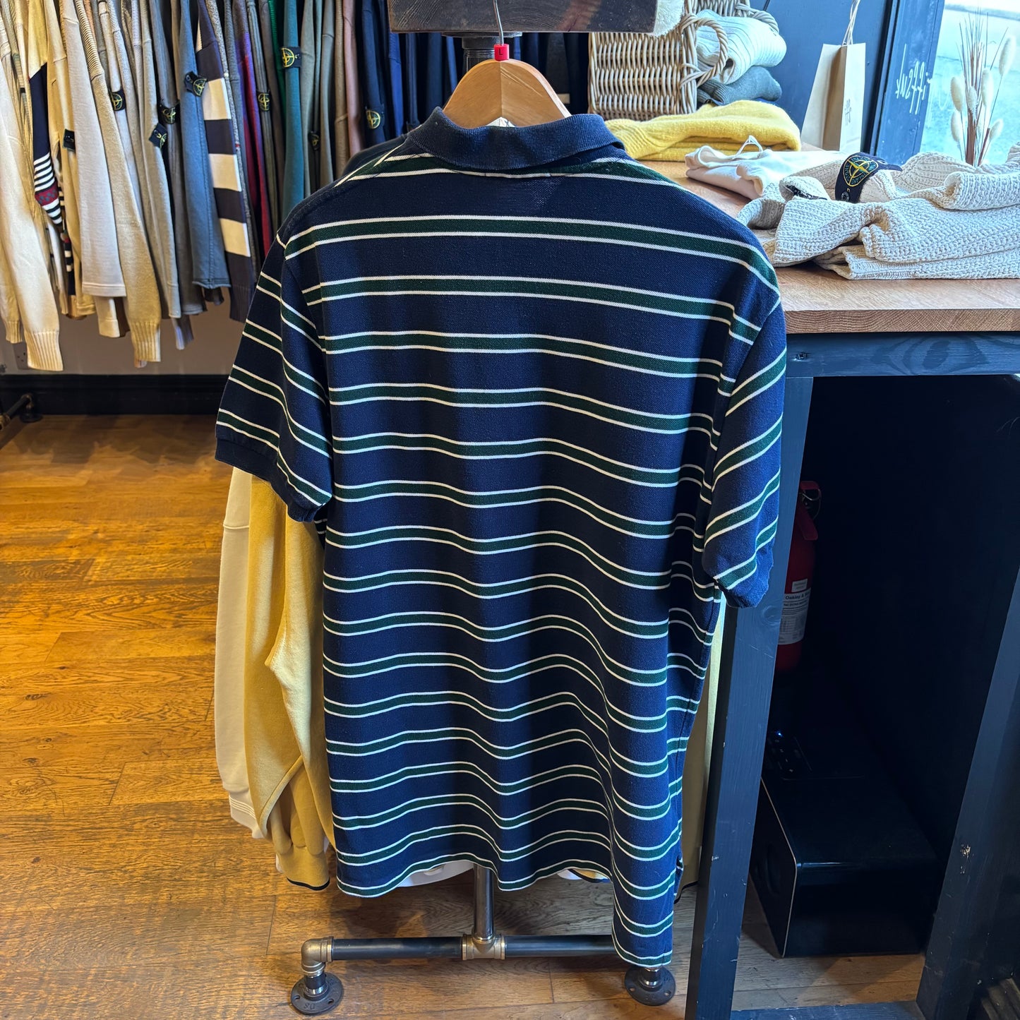 Ralph Lauren Stripe Polo Shirt Navy/ Green (Large)