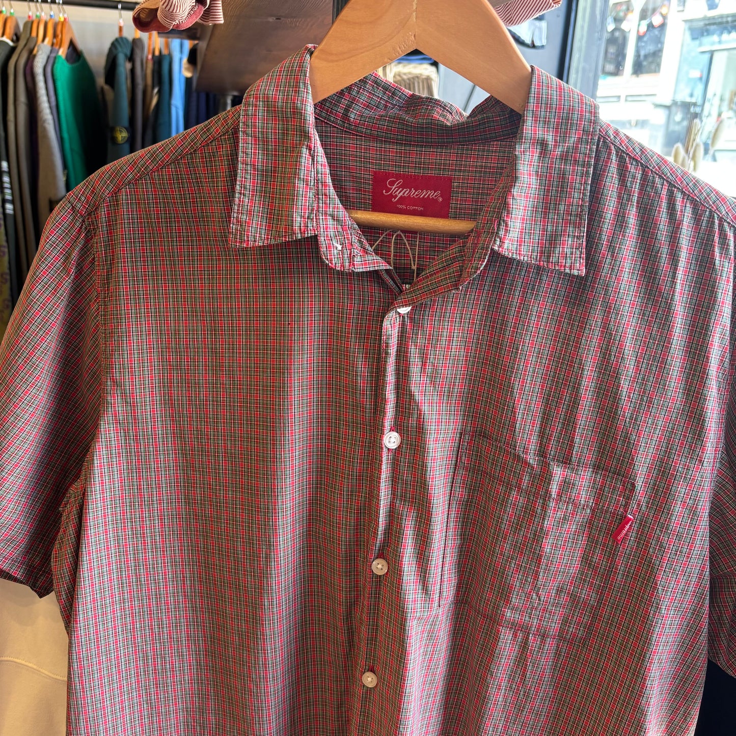 Supreme SS19 Plaid Button Up Shirt Red (Medium)
