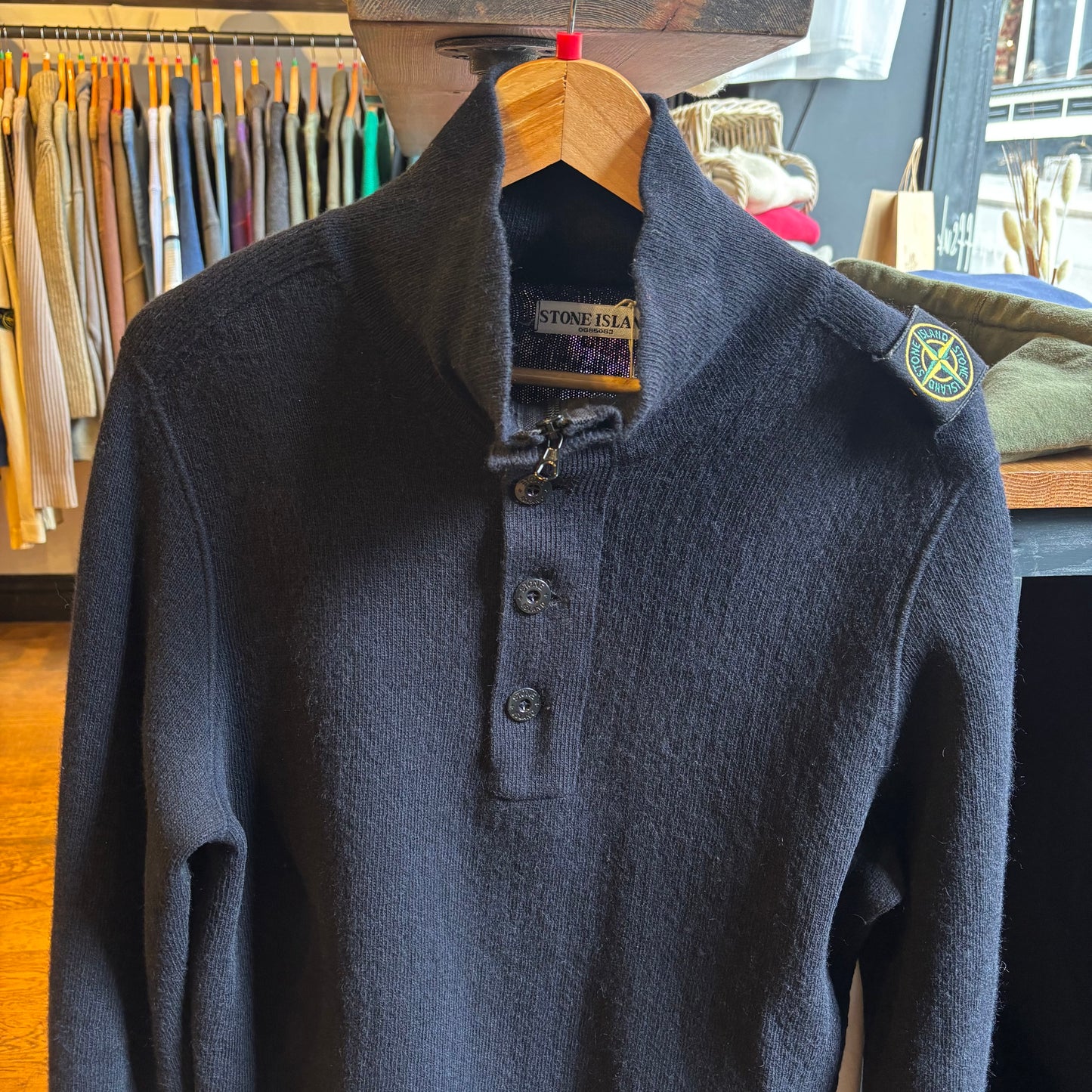 Stone Island AW06 Quarter Button Knit Jumper Black (Large)