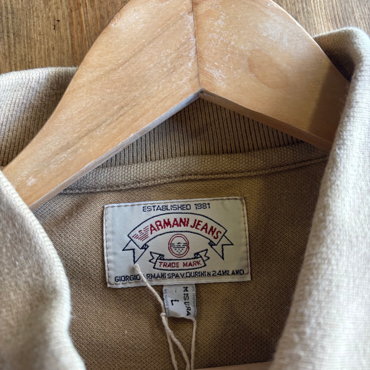 Armani Jeans 90s Polo Shirt Beige (Large)