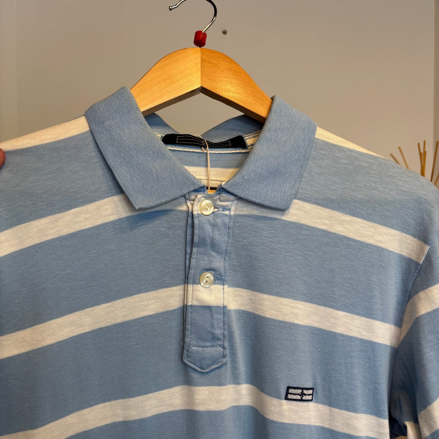 Stone Island Denims Striped Polo Shirt Blue/ White (Large)
