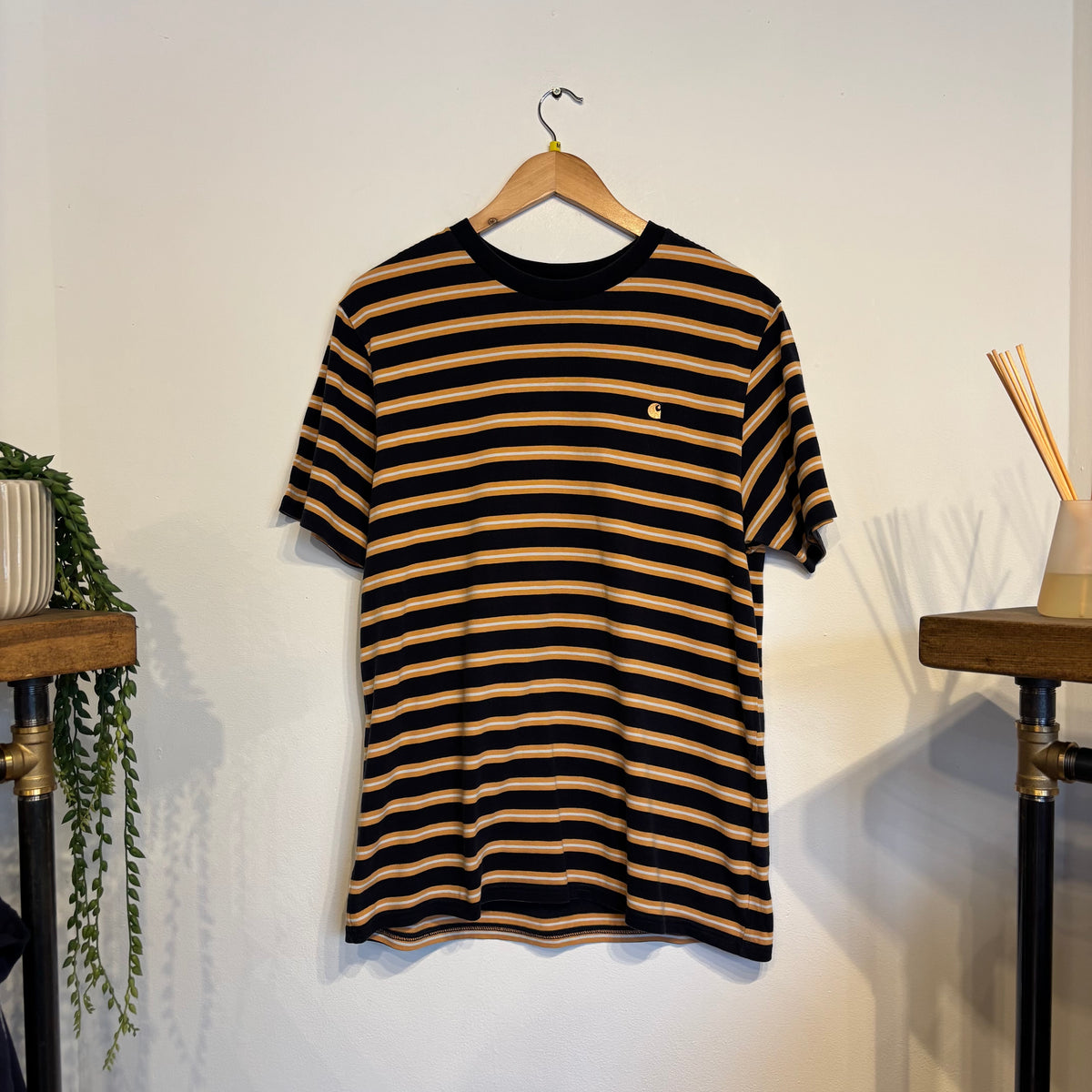 Carhartt Oakland Stripe T-Shirt Black/ Yellow (Medium)