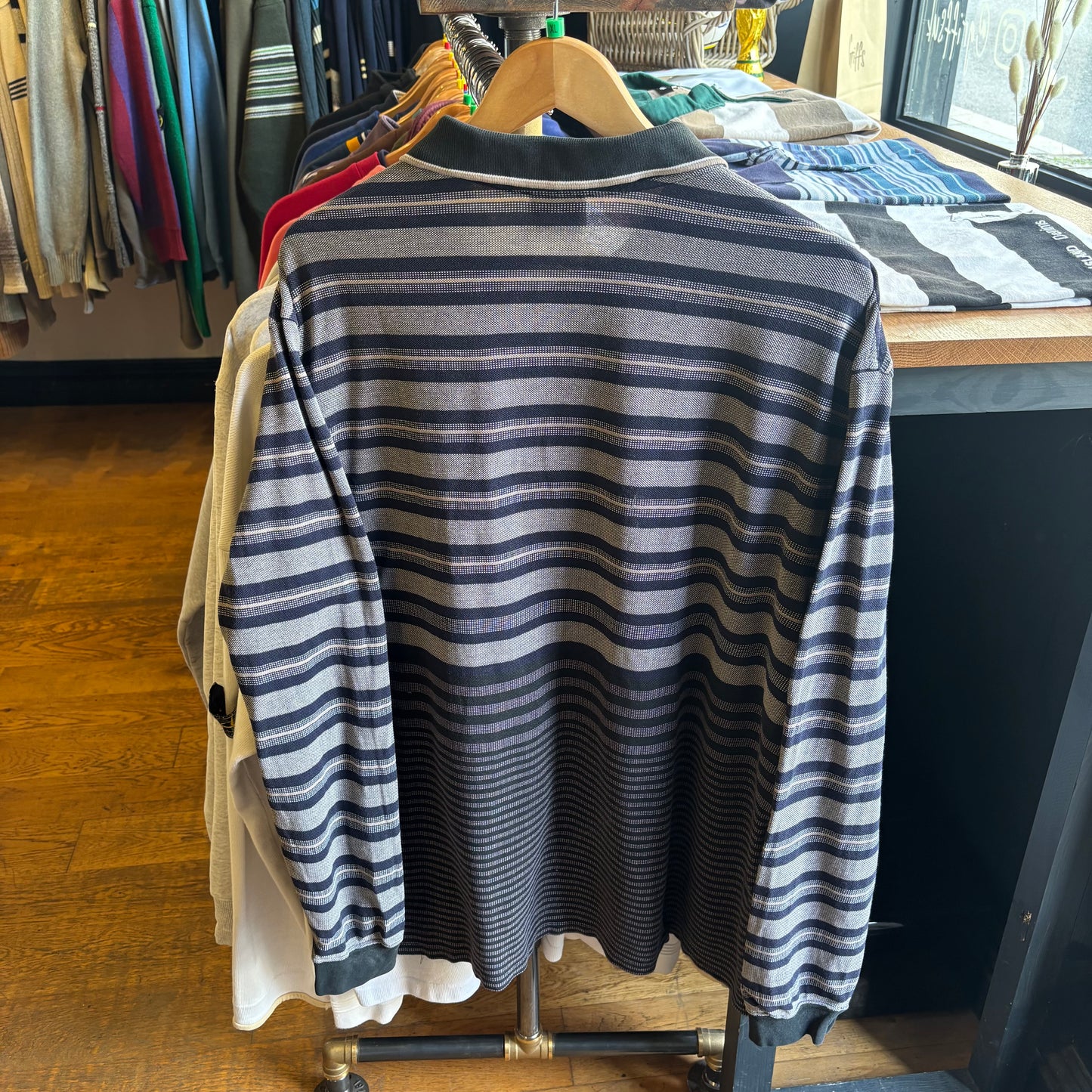 Lacoste Stripe Longsleeve Polo Shirt Navy (XL)