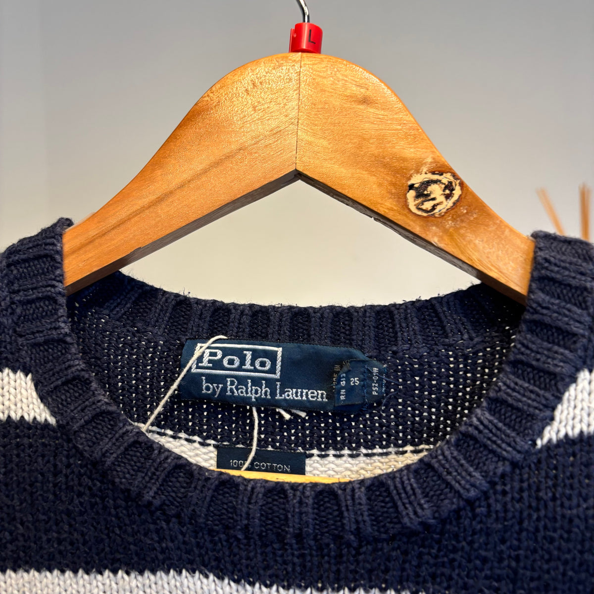Ralph Lauren Stripe Pullover Knit Jumper Navy/ White (Large)