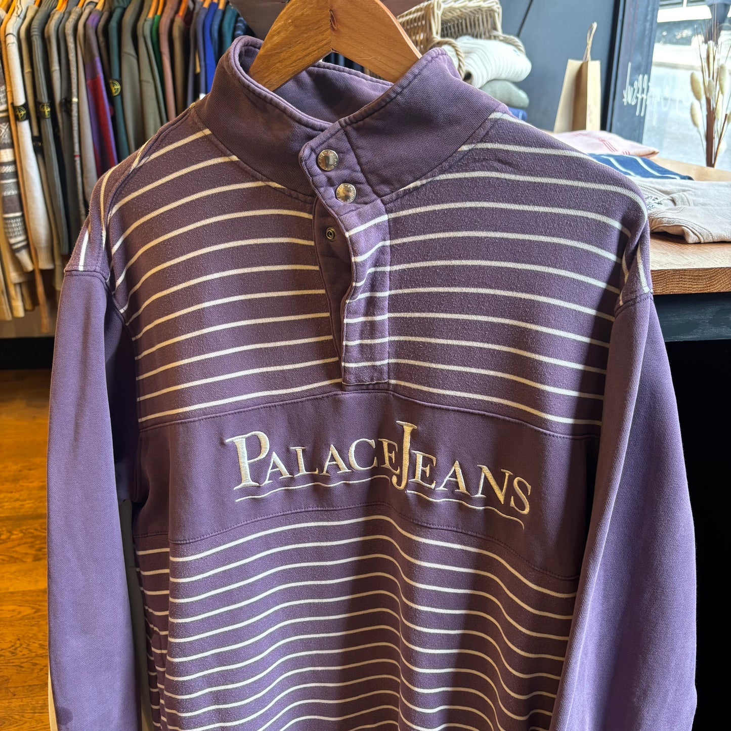 Palace SS19 PJ Popper Neck Sweatshirt Grape (Large)