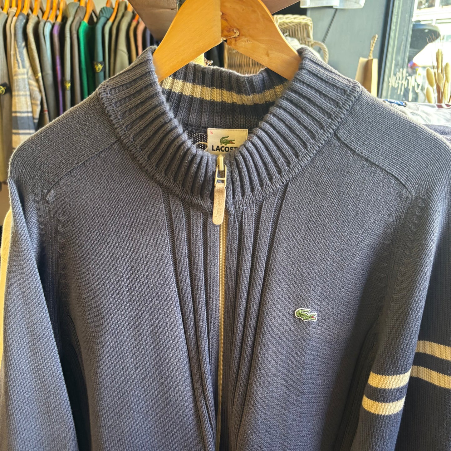 Lacoste Full Zip Knit Jumper Blue (Large)