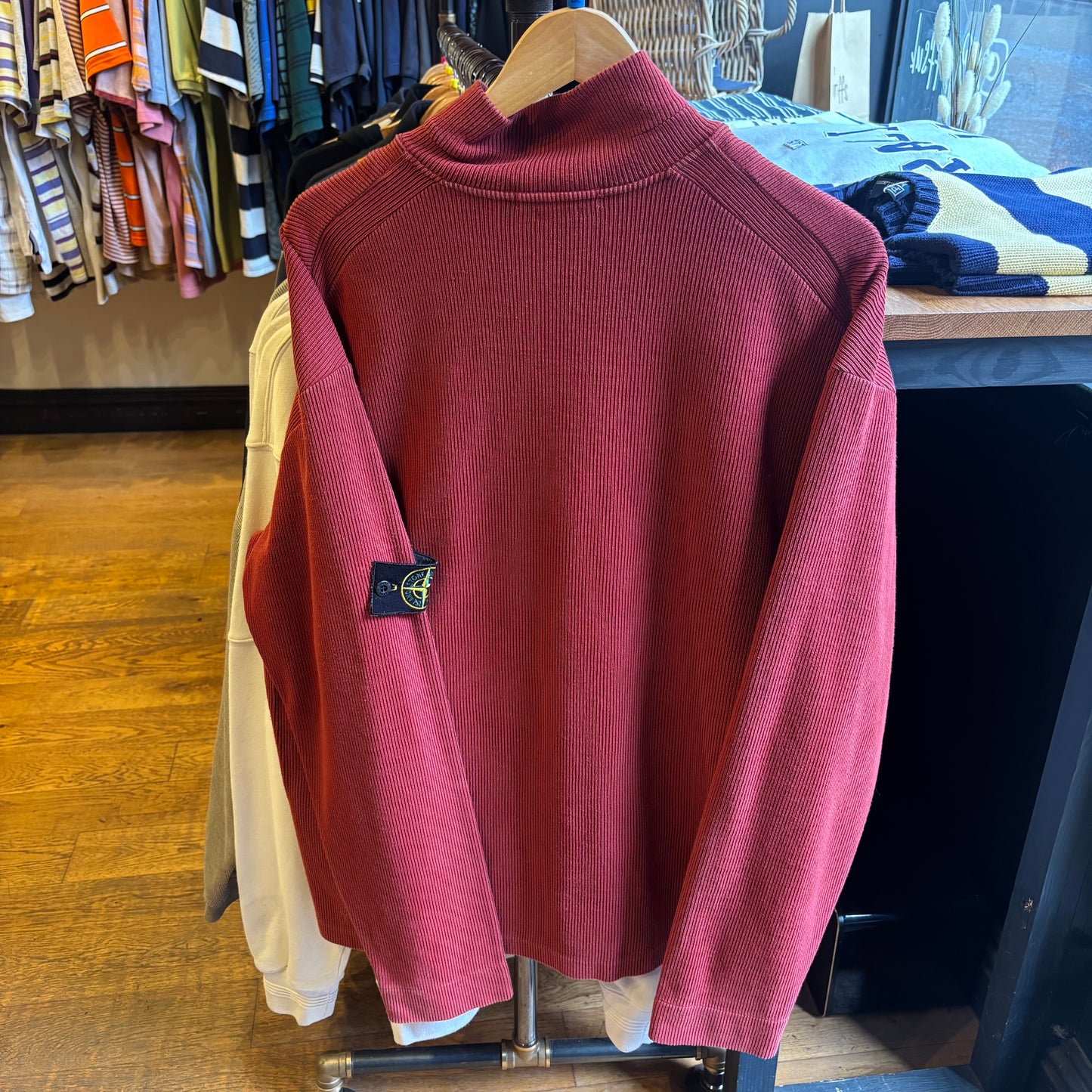 Stone Island 2000's Quarter Zip Jumper Red (XXL)