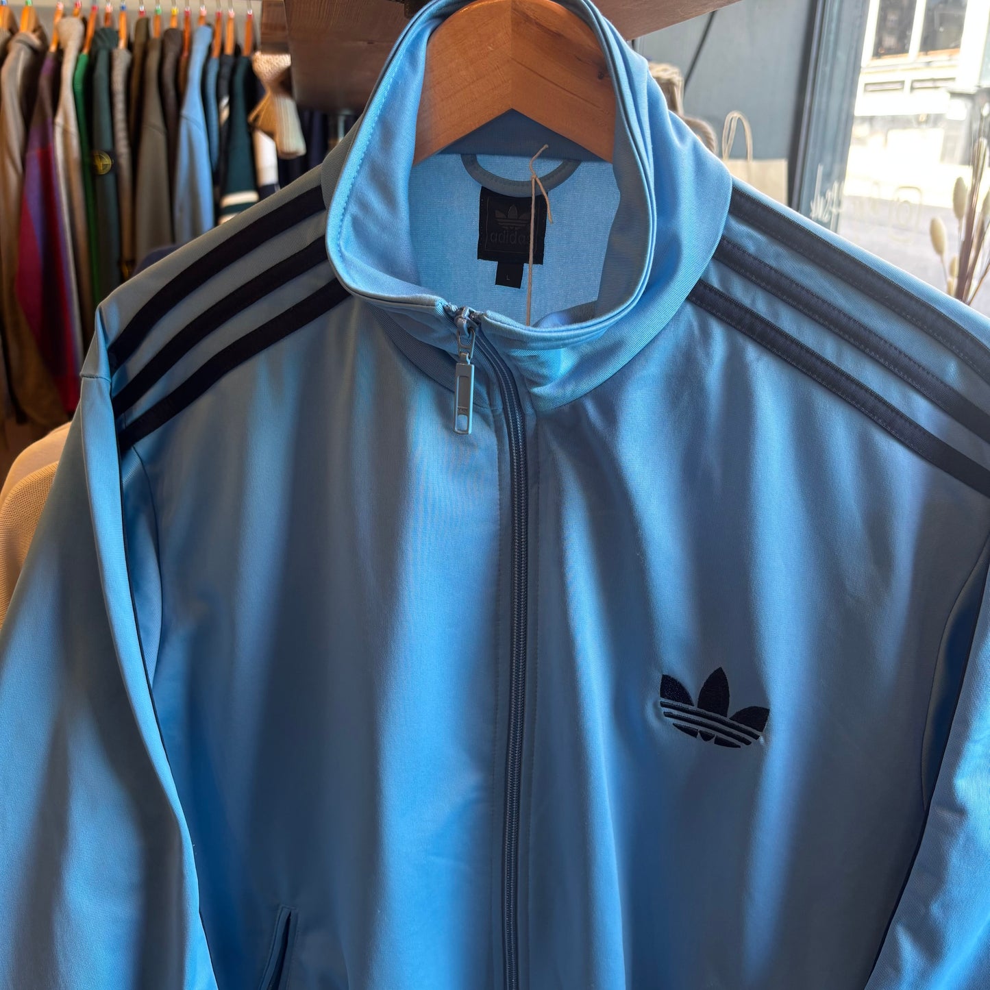 Adidas Firebird Zip Up Track Jacket Light Blue (Large)