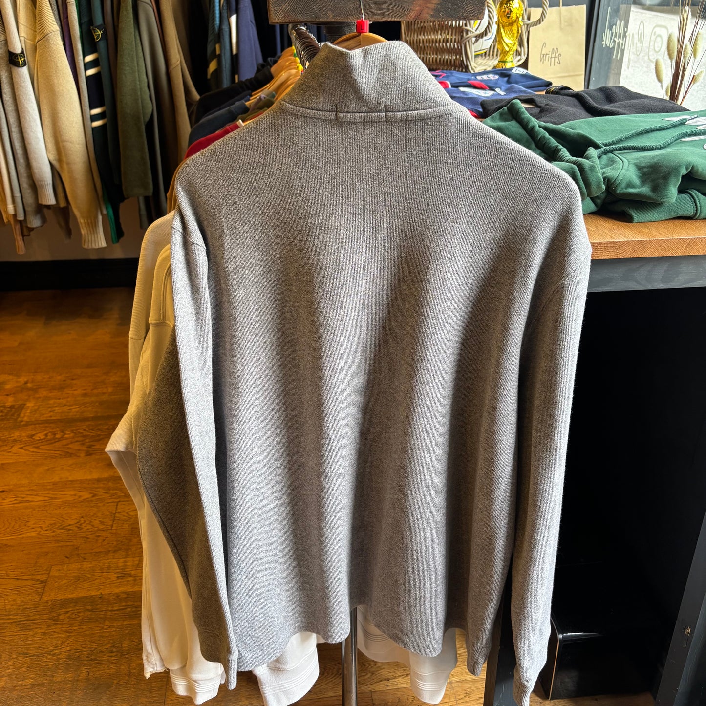 Ralph Lauren Quarter Zip Pullover Knit Jumper Grey (Large)