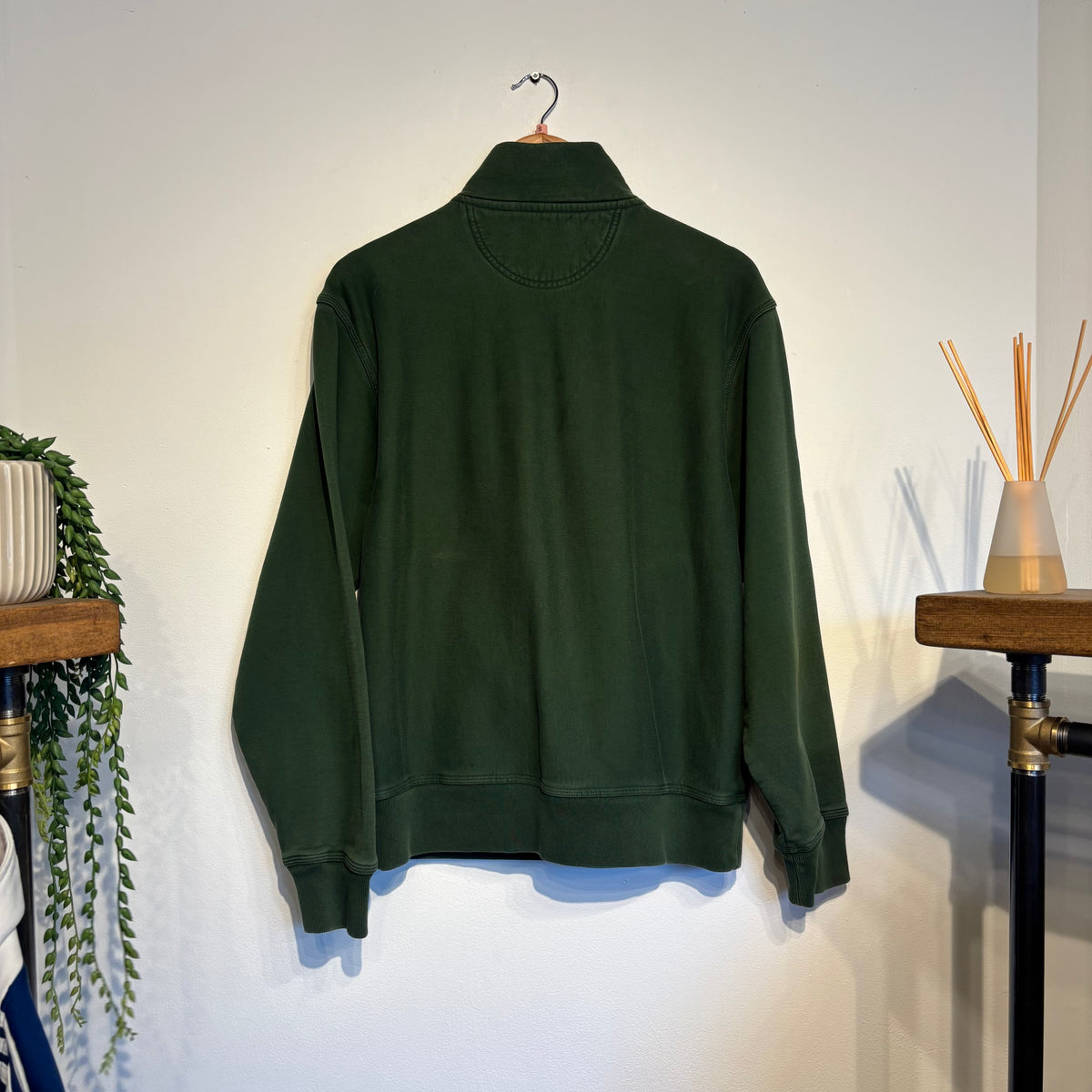 Stussy Stock Logo Mock Neck Quarter Zip Jumper Green (Small)