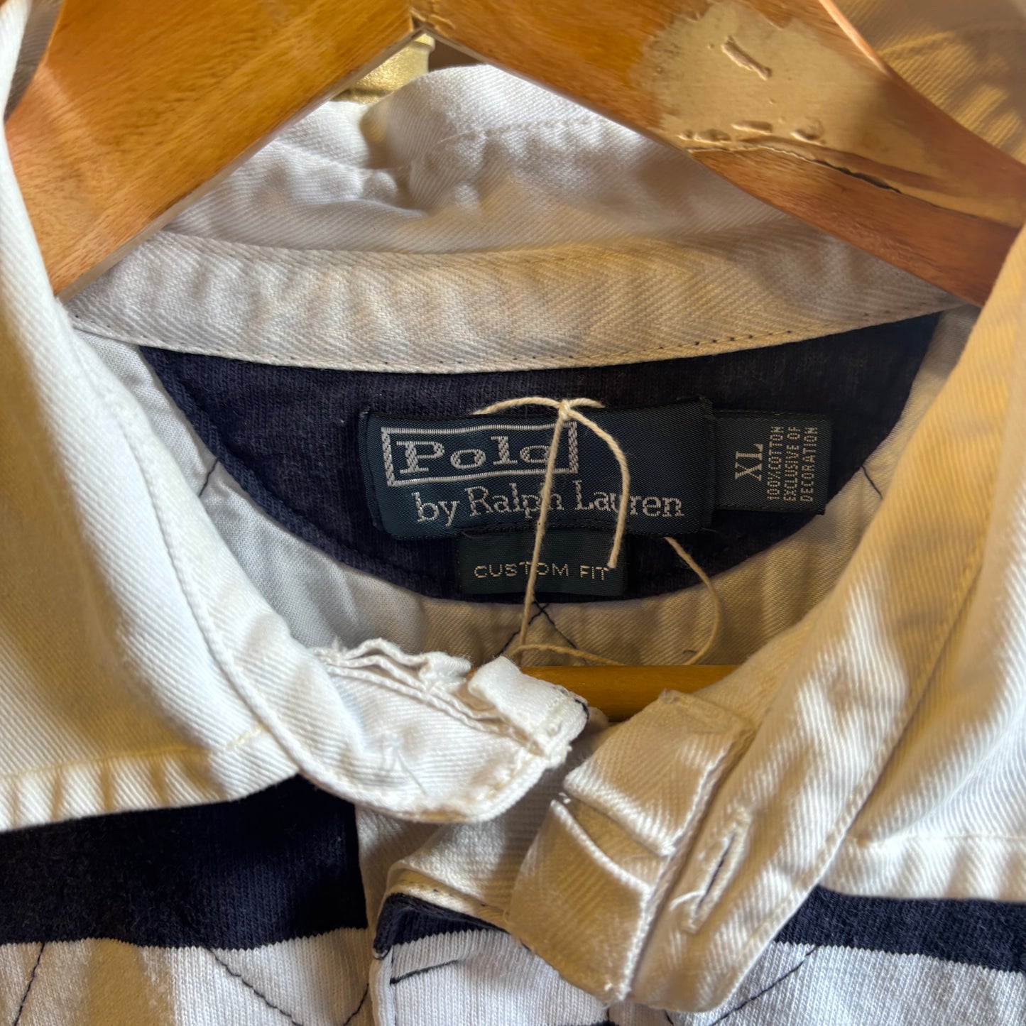 Ralph Lauren Longsleeve Rugby Polo Shirt Navy/ White (XL)