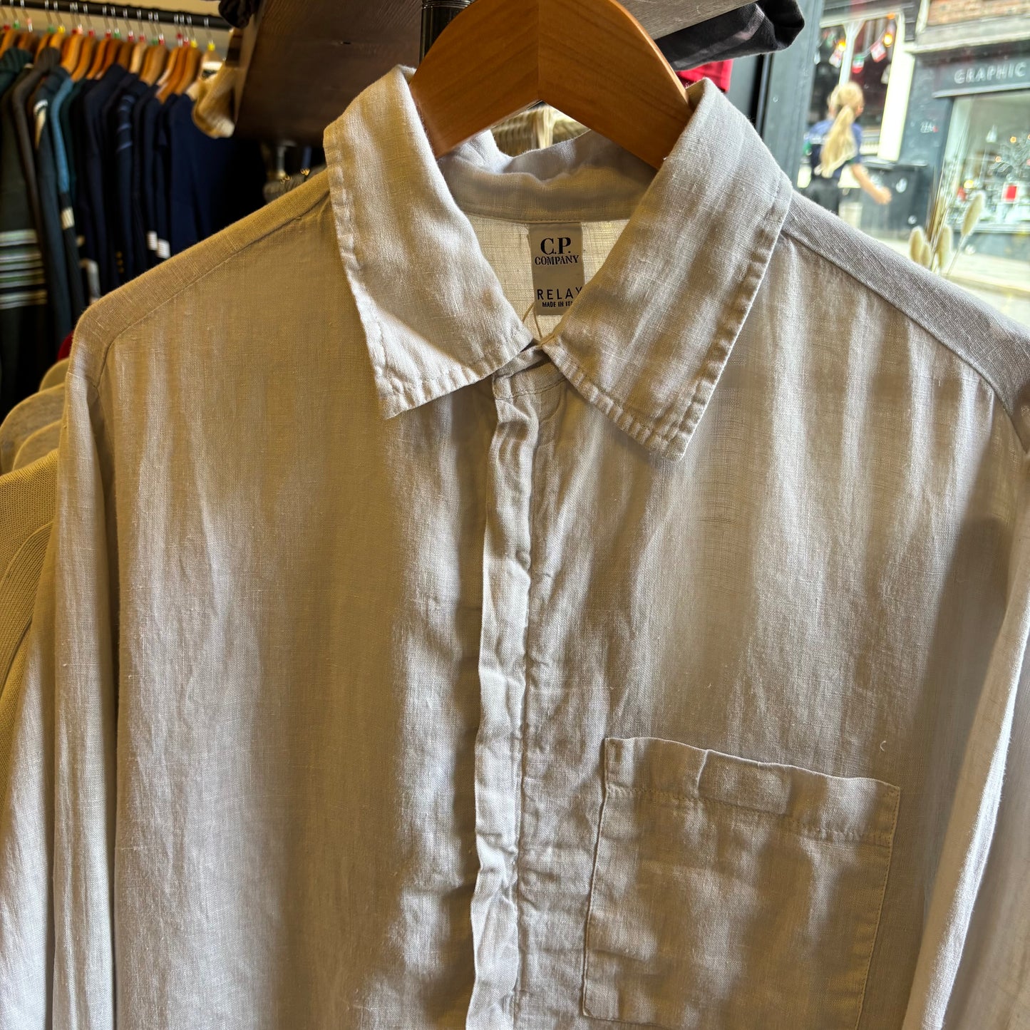 CP Company Relax S/S 2001 Zip Linen Shirt White (Medium)