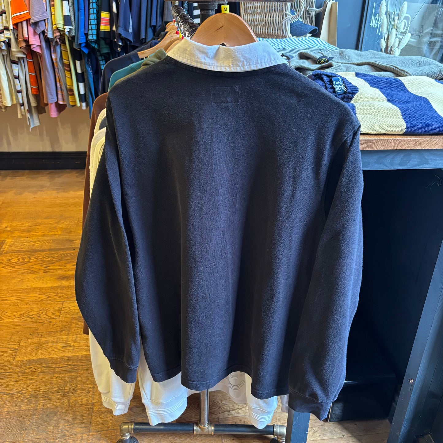 Stussy Vert Stripe Longsleeve Rugby Shirt Black (Medium)